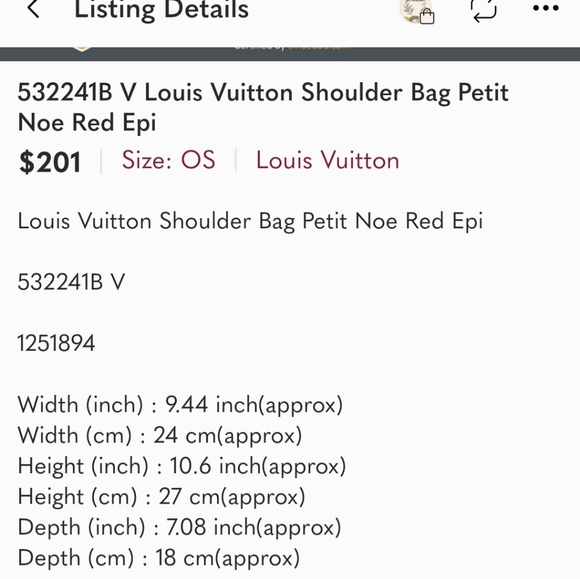 ReD 532241B V Louis Vuitton Shoulder Bag Petit Noe Red Epi - Picture 10 of 11